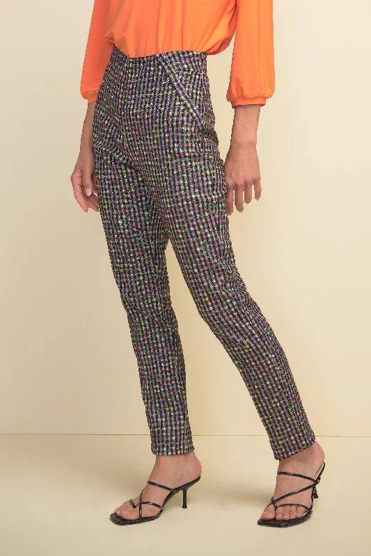 Joseph Ribkoff Gingham Floral Print Trousers