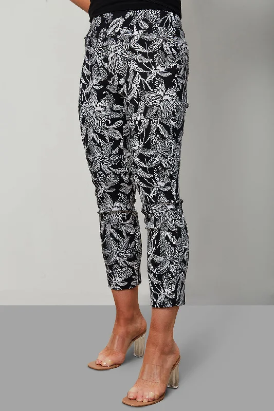 Joseph Ribkoff Monochromatic Floral Print Trousers